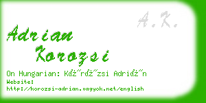 adrian korozsi business card